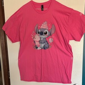 NWOT Port and Company Pink Short Sleeve Tee with Stitch Character Design